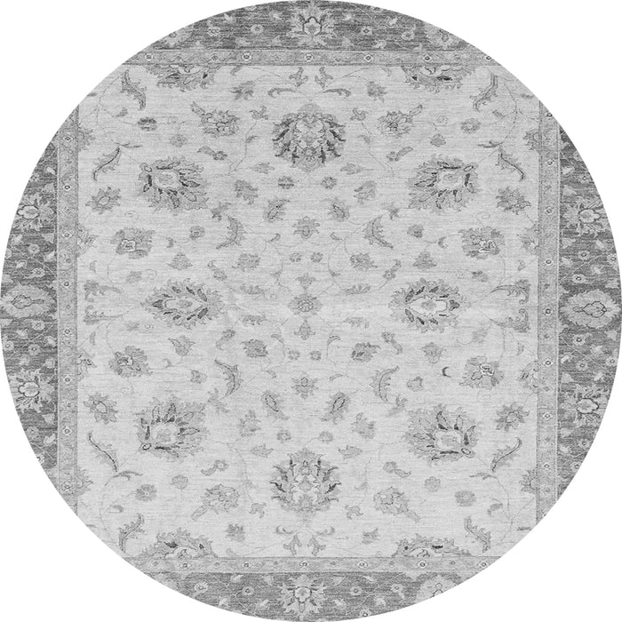 Round Machine Washable Oriental Gray Traditional Rug, wshabs3864gry
