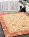 Abstract Indian Saffron Orange Oriental Rug in Family Room, abs3864