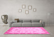 Machine Washable Oriental Pink Traditional Rug in a Living Room, wshabs3864pnk