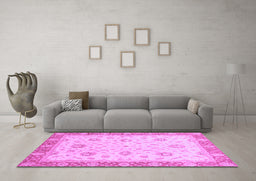 Machine Washable Oriental Purple Traditional Area Rugs in a Living Room, wshabs3864pur