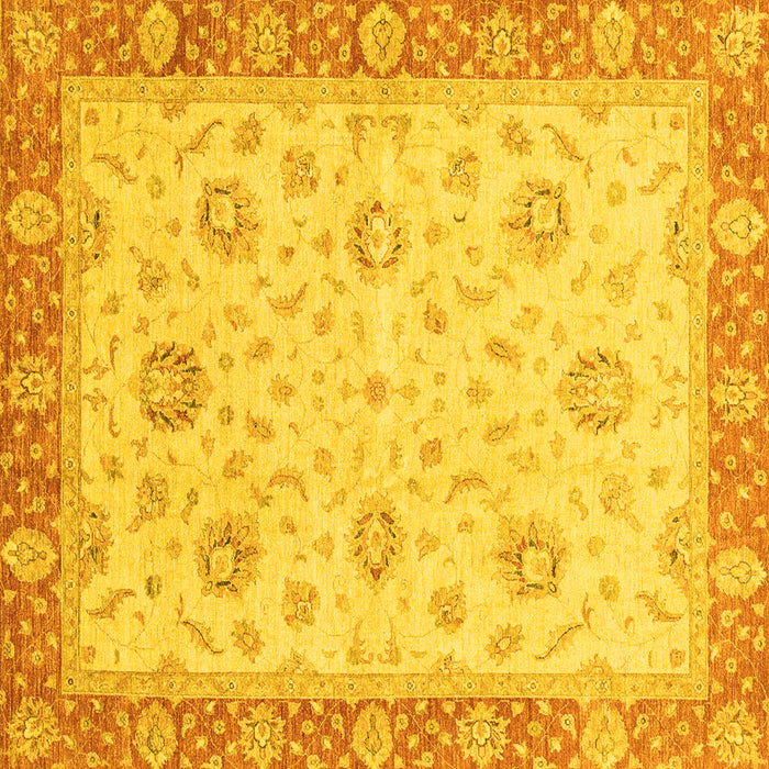 Square Machine Washable Oriental Yellow Traditional Rug, wshabs3864yw