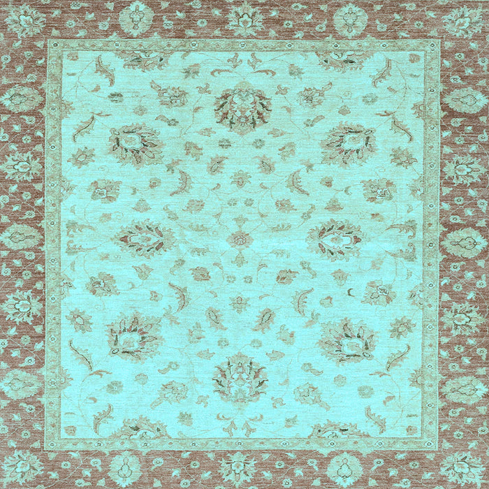 Square Machine Washable Oriental Light Blue Traditional Rug, wshabs3864lblu