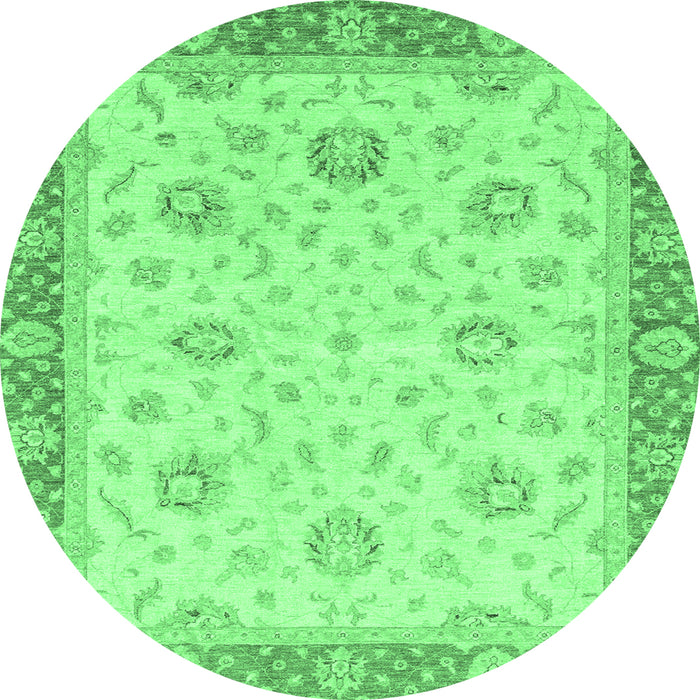 Round Machine Washable Oriental Emerald Green Traditional Area Rugs, wshabs3864emgrn