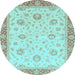 Round Oriental Light Blue Traditional Rug, abs3864lblu