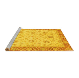 Sideview of Machine Washable Oriental Yellow Traditional Rug, wshabs3864yw