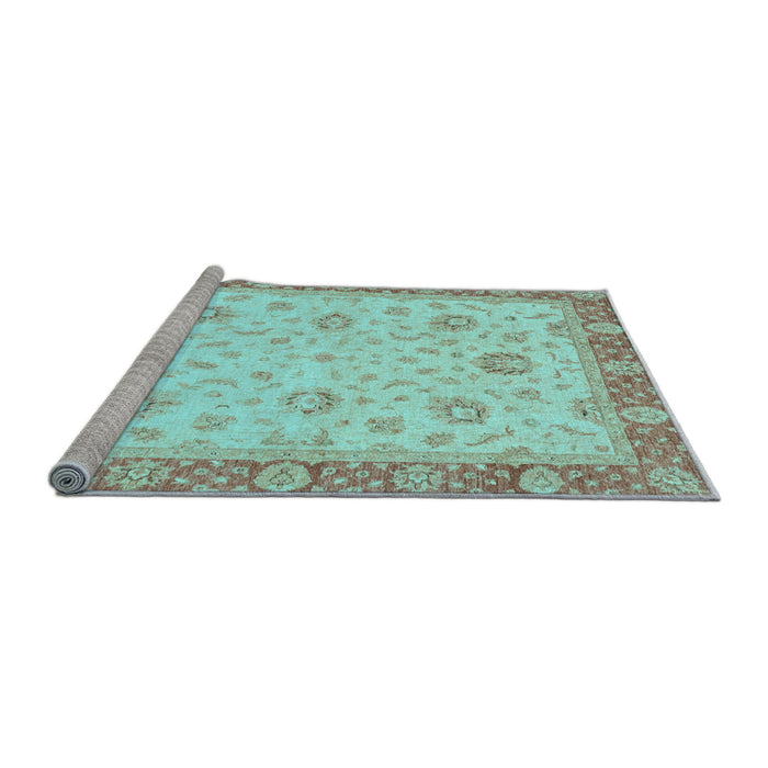 Sideview of Machine Washable Oriental Light Blue Traditional Rug, wshabs3864lblu