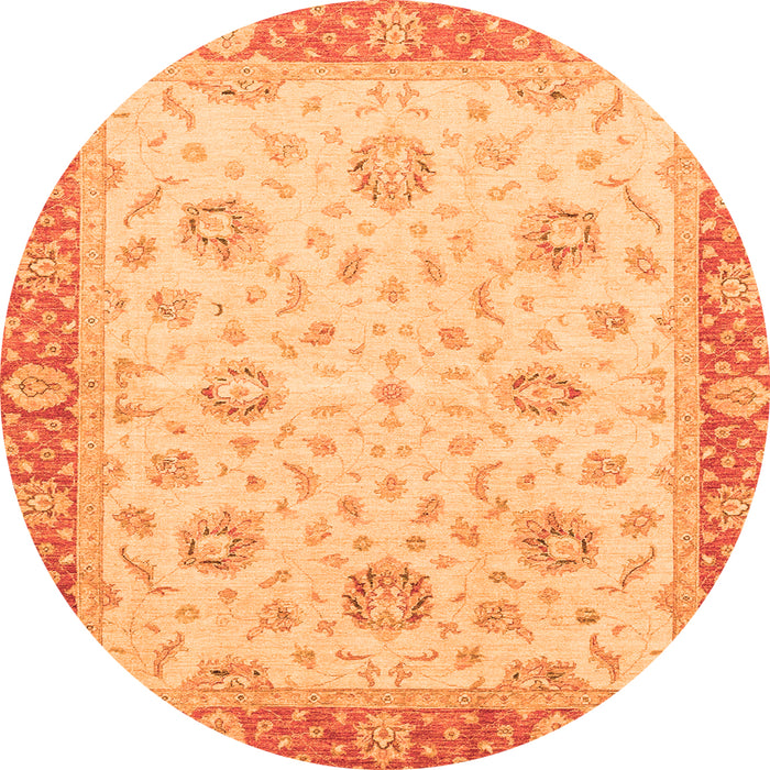 Round Oriental Orange Traditional Rug, abs3864org