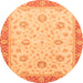 Round Oriental Orange Traditional Rug, abs3864org