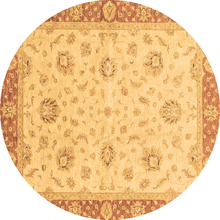 Round Oriental Brown Traditional Rug, abs3864brn