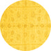 Round Oriental Yellow Traditional Rug, abs3865yw