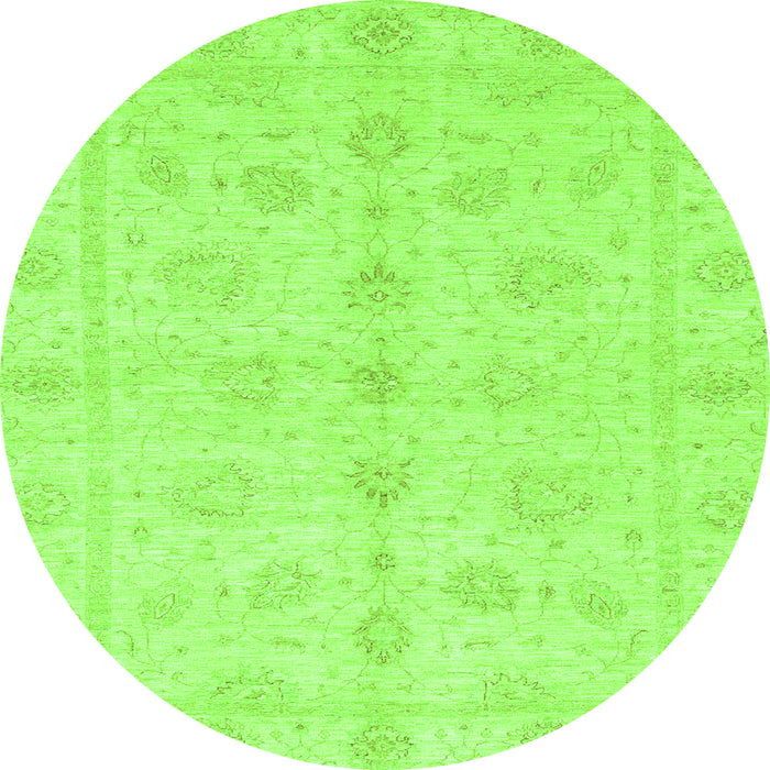 Round Machine Washable Oriental Green Traditional Area Rugs, wshabs3865grn