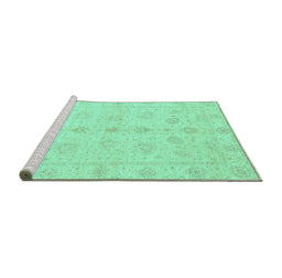 Sideview of Machine Washable Oriental Turquoise Traditional Area Rugs, wshabs3865turq