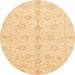 Round Abstract Mustard Yellow Oriental Rug, abs3865