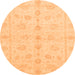 Round Oriental Orange Traditional Rug, abs3865org