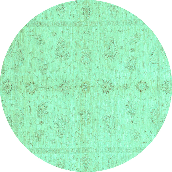 Round Oriental Turquoise Traditional Rug, abs3865turq