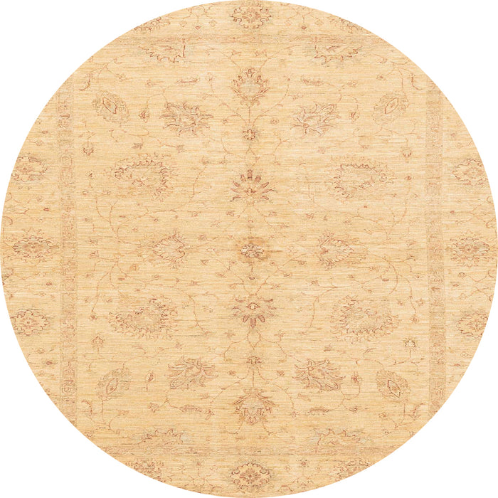 Round Machine Washable Abstract Mustard Yellow Rug, wshabs3865