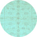 Round Oriental Light Blue Traditional Rug, abs3865lblu