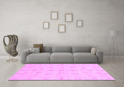 Machine Washable Oriental Purple Traditional Area Rugs in a Living Room, wshabs3865pur
