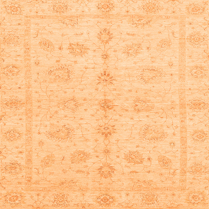 Square Machine Washable Oriental Orange Traditional Area Rugs, wshabs3865org