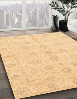 Machine Washable Abstract Mustard Yellow Rug in a Family Room, wshabs3865