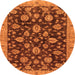 Round Oriental Orange Traditional Rug, abs3866org