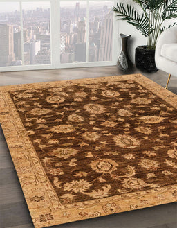 Abstract Red Brown Oriental Rug in Family Room, abs3866
