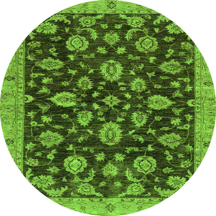 Round Machine Washable Oriental Green Traditional Area Rugs, wshabs3866grn
