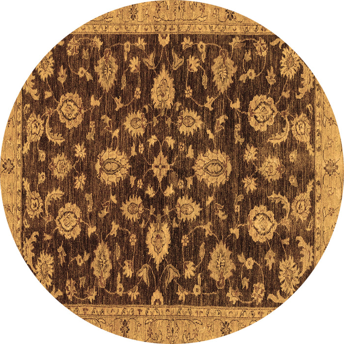 Round Machine Washable Oriental Brown Traditional Rug, wshabs3866brn