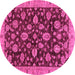 Round Machine Washable Oriental Pink Traditional Rug, wshabs3866pnk