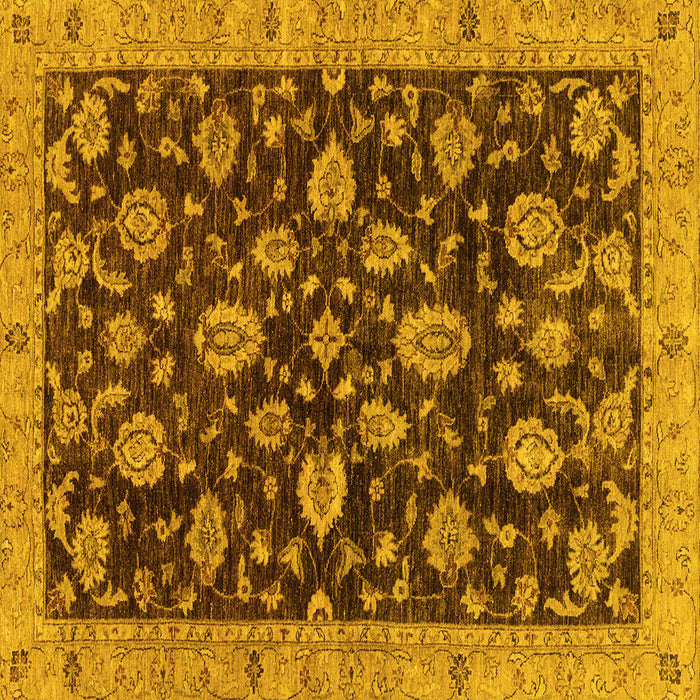 Square Machine Washable Oriental Yellow Traditional Rug, wshabs3866yw