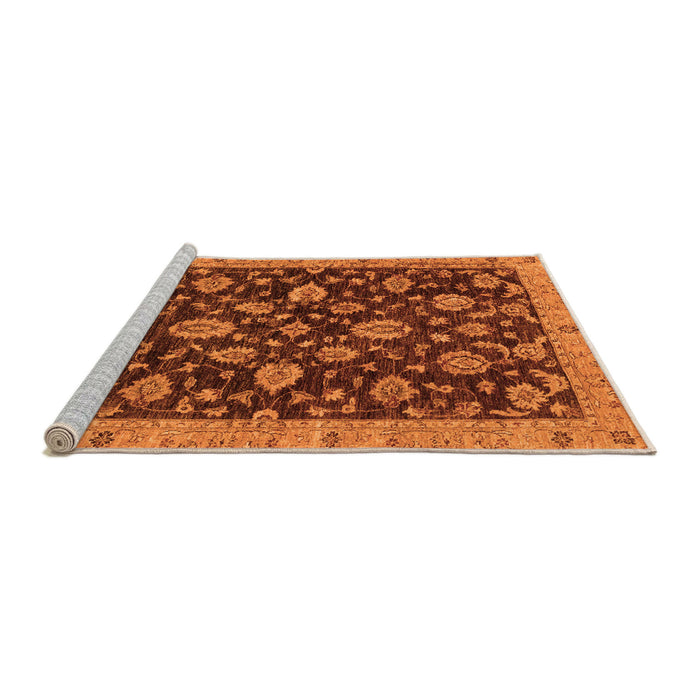 Sideview of Machine Washable Oriental Orange Traditional Area Rugs, wshabs3866org