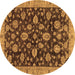 Round Oriental Brown Traditional Rug, abs3866brn