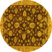 Round Oriental Yellow Traditional Rug, abs3866yw