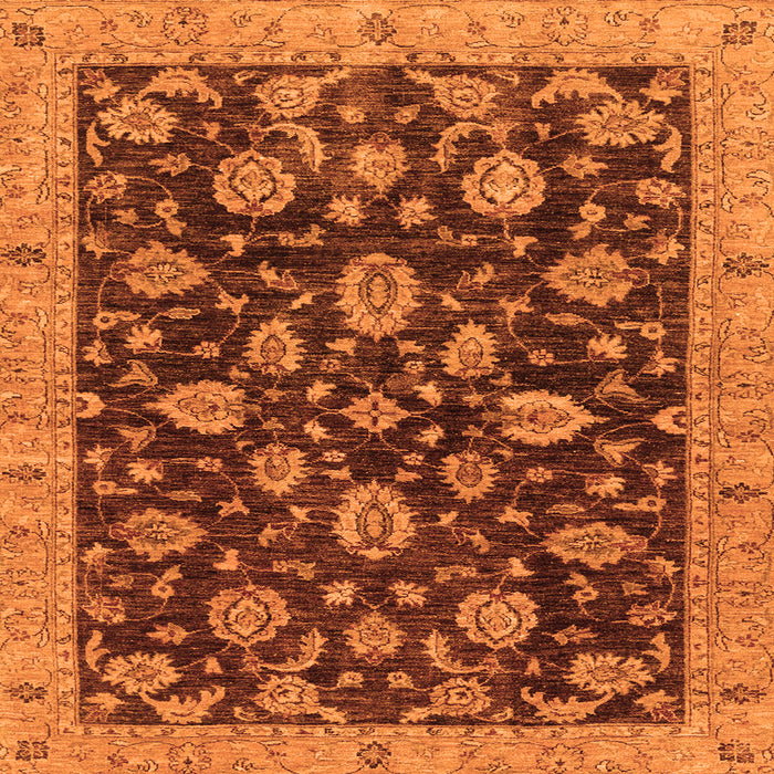 Square Machine Washable Oriental Orange Traditional Area Rugs, wshabs3866org