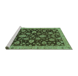 Sideview of Machine Washable Oriental Turquoise Traditional Area Rugs, wshabs3866turq