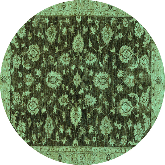 Round Machine Washable Oriental Turquoise Traditional Area Rugs, wshabs3866turq