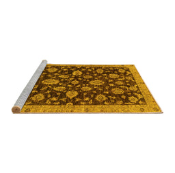 Sideview of Machine Washable Oriental Yellow Traditional Rug, wshabs3866yw