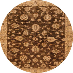 Round Machine Washable Abstract Red Brown Rug, wshabs3866