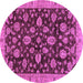 Round Machine Washable Oriental Purple Traditional Area Rugs, wshabs3866pur