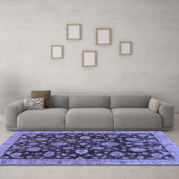 Machine Washable Oriental Blue Traditional Rug in a Living Room, wshabs3866blu