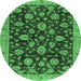 Round Oriental Emerald Green Traditional Rug, abs3866emgrn