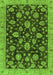 Machine Washable Oriental Green Traditional Area Rugs, wshabs3866grn