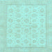 Square Oriental Light Blue Traditional Rug, abs3867lblu