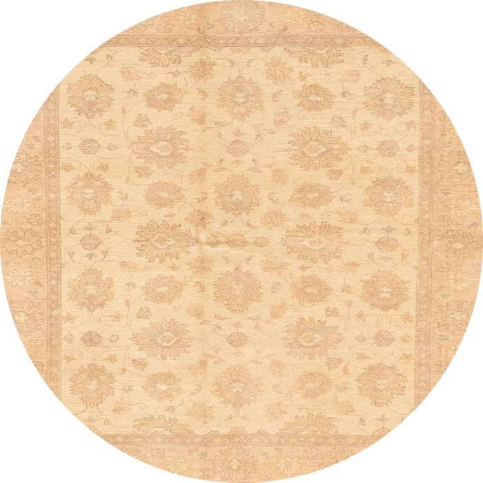 Round Abstract Mustard Yellow Oriental Rug, abs3867
