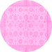 Round Oriental Pink Traditional Rug, abs3867pnk