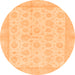 Round Oriental Orange Traditional Rug, abs3867org