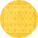 Round Machine Washable Oriental Yellow Traditional Rug, wshabs3867yw