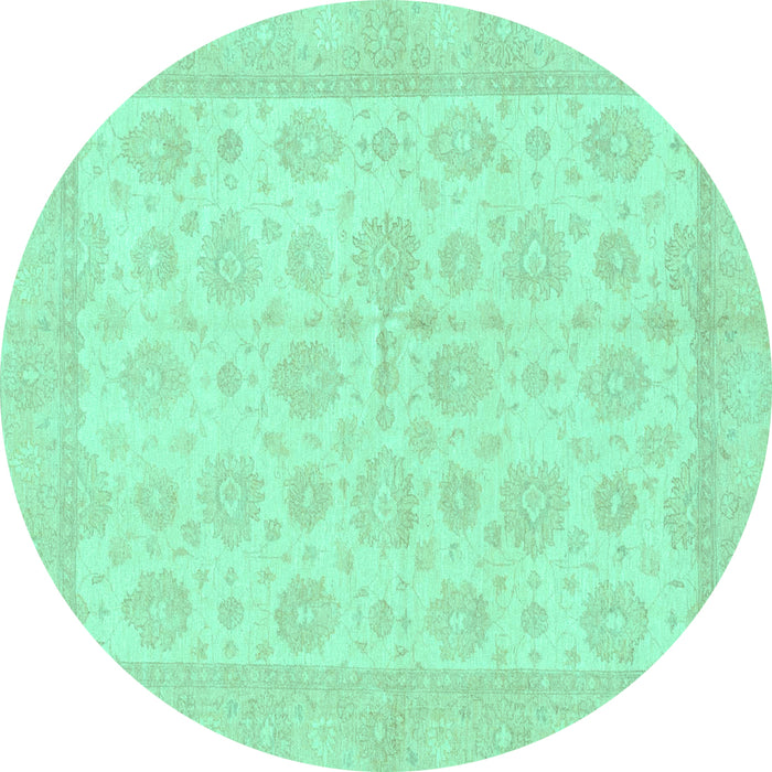 Round Oriental Turquoise Traditional Rug, abs3867turq