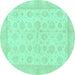 Round Oriental Turquoise Traditional Rug, abs3867turq