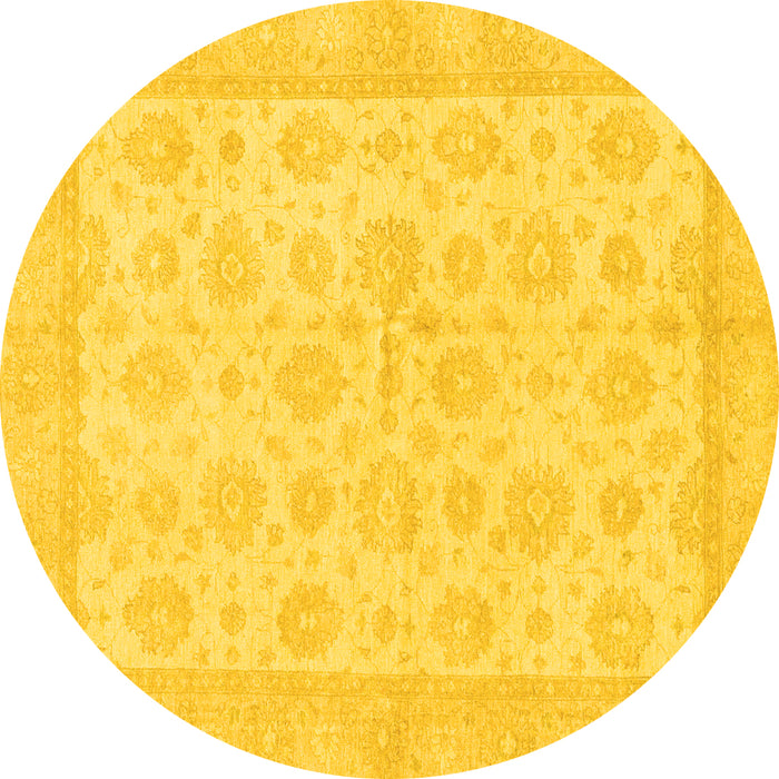 Round Oriental Yellow Traditional Rug, abs3867yw